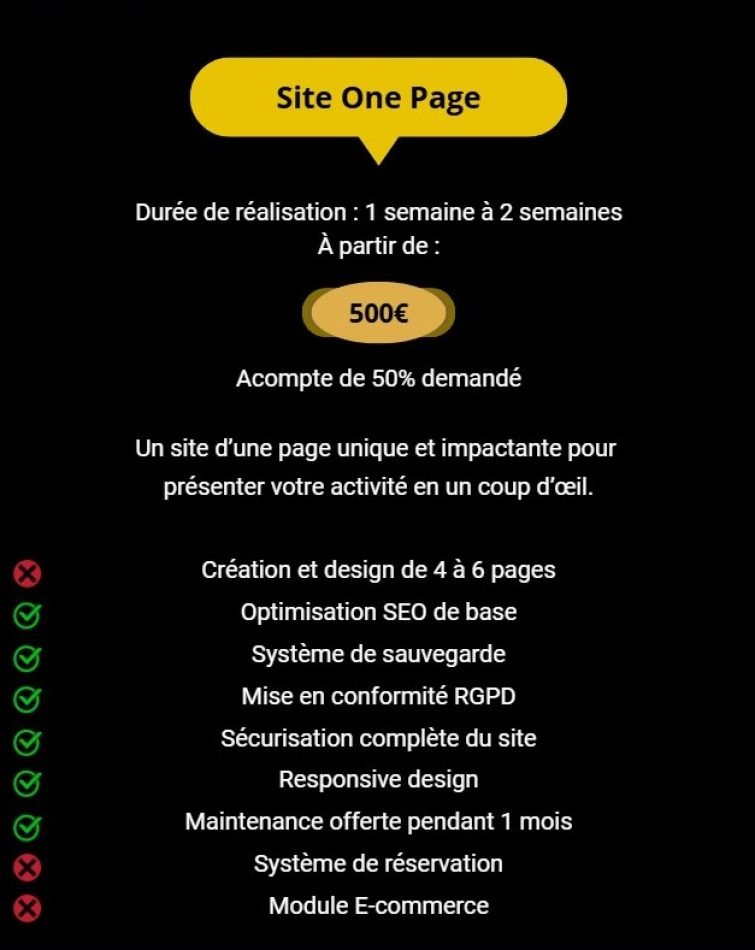 fiche site one page